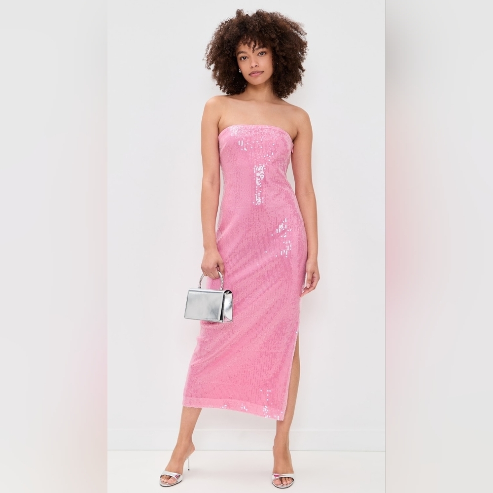 NWT Pink Strapless Sequins Maxi Dress